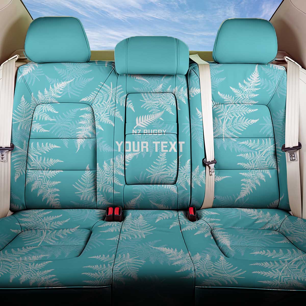 New Zealand Silver Fern Rugby Custom Back Car Seat Cover Go Aotearoa Champions Turquoise Version - Polynesian Pride