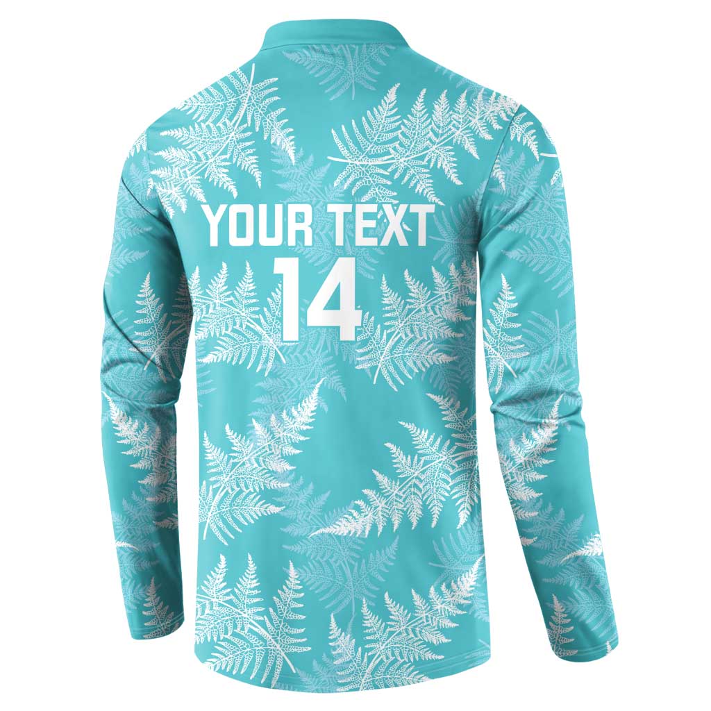 New Zealand Silver Fern Rugby Custom Button Sweatshirt Go Aotearoa Champions Turquoise Version - Polynesian Pride