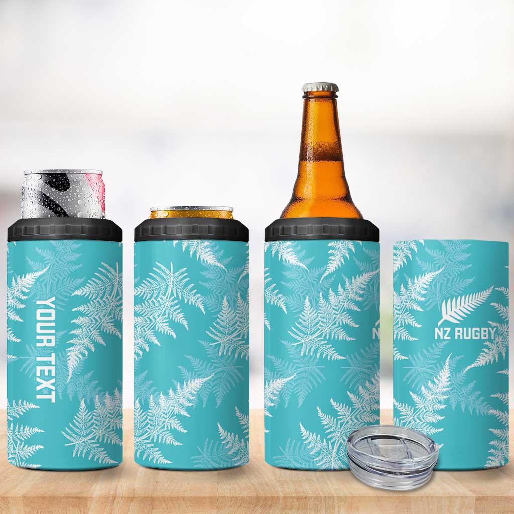 New Zealand Silver Fern Rugby Custom 4 in 1 Can Cooler Tumbler Go Aotearoa Champions Turquoise Version - Polynesian Pride