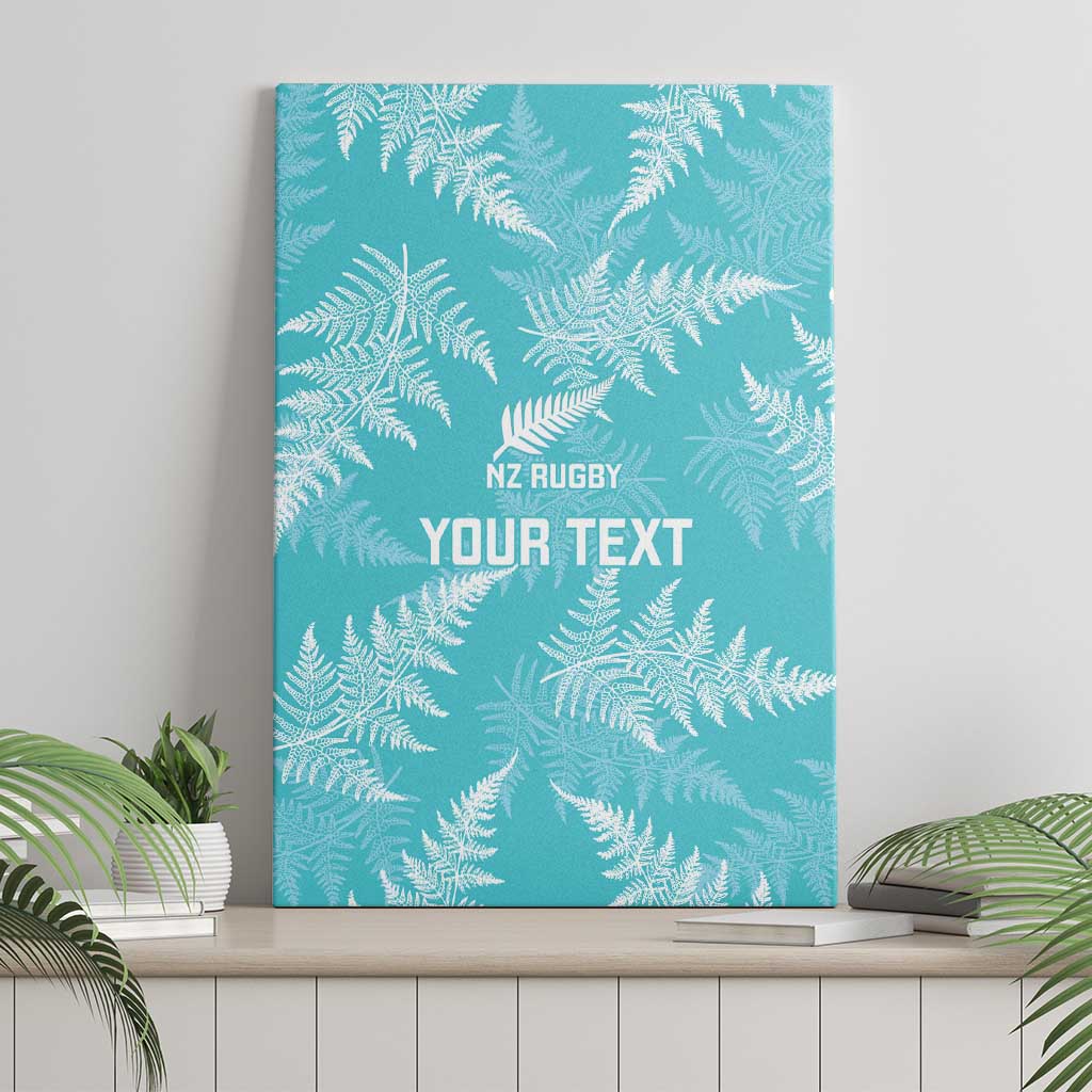 New Zealand Silver Fern Rugby Custom Canvas Wall Art Go Aotearoa Champions Turquoise Version - Polynesian Pride