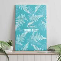New Zealand Silver Fern Rugby Custom Canvas Wall Art Go Aotearoa Champions Turquoise Version - Polynesian Pride