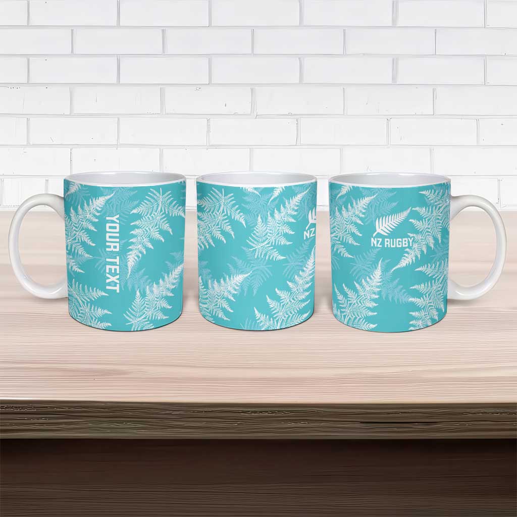 New Zealand Silver Fern Rugby Custom Ceramic Mug Go Aotearoa Champions Turquoise Version - Polynesian Pride