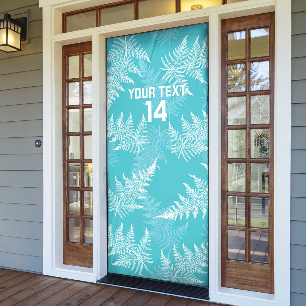 New Zealand Silver Fern Rugby Custom Door Cover Go Aotearoa Champions Turquoise Version - Polynesian Pride