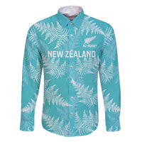 New Zealand Silver Fern Rugby Custom Family Matching Long Sleeve Bodycon Dress and Hawaiian Shirt Go Aotearoa Champions Turquoise Version - Polynesian Pride