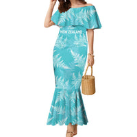 New Zealand Silver Fern Rugby Custom Family Matching Mermaid Dress and Hawaiian Shirt Go Aotearoa Champions Turquoise Version - Polynesian Pride