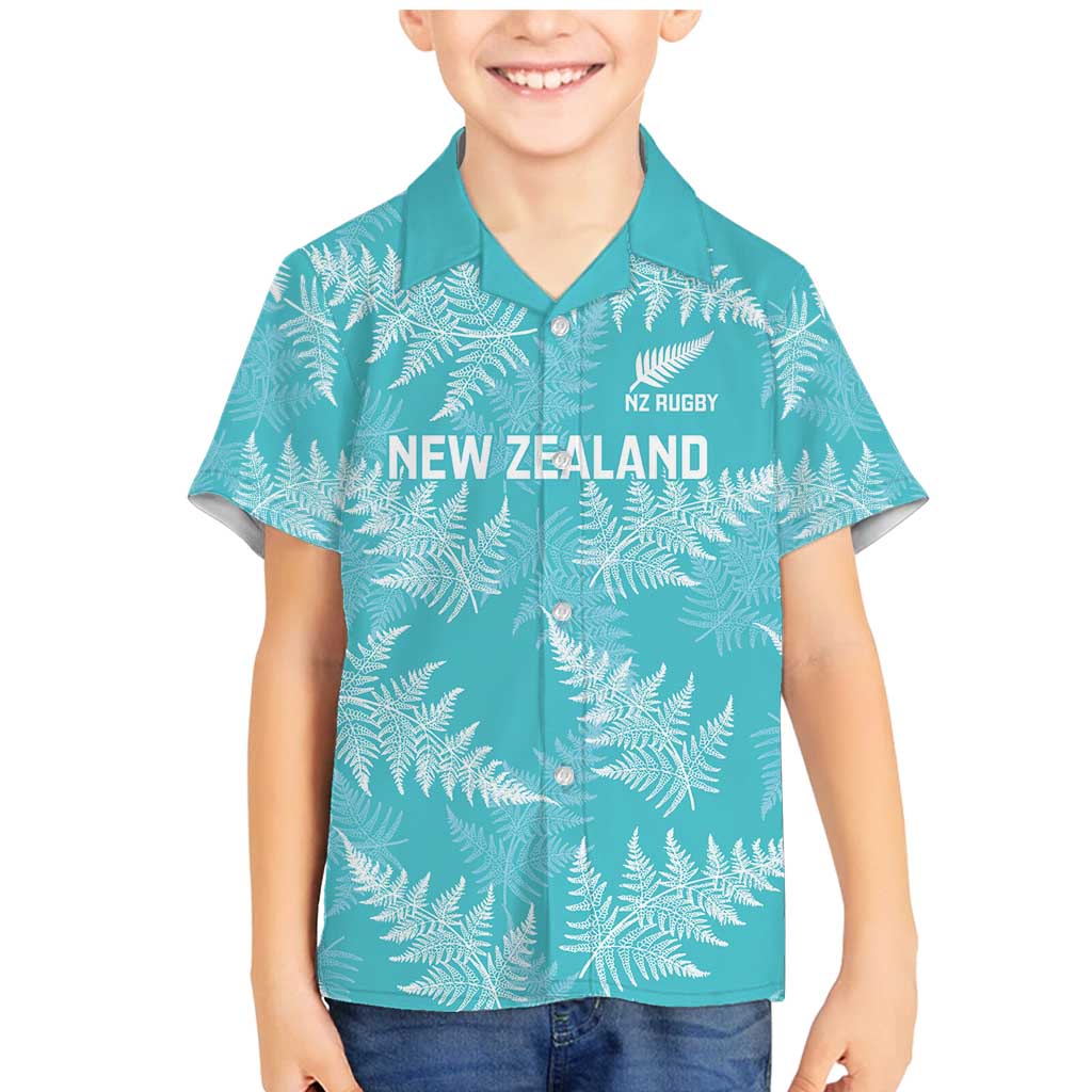 New Zealand Silver Fern Rugby Custom Family Matching Mermaid Dress and Hawaiian Shirt Go Aotearoa Champions Turquoise Version - Polynesian Pride