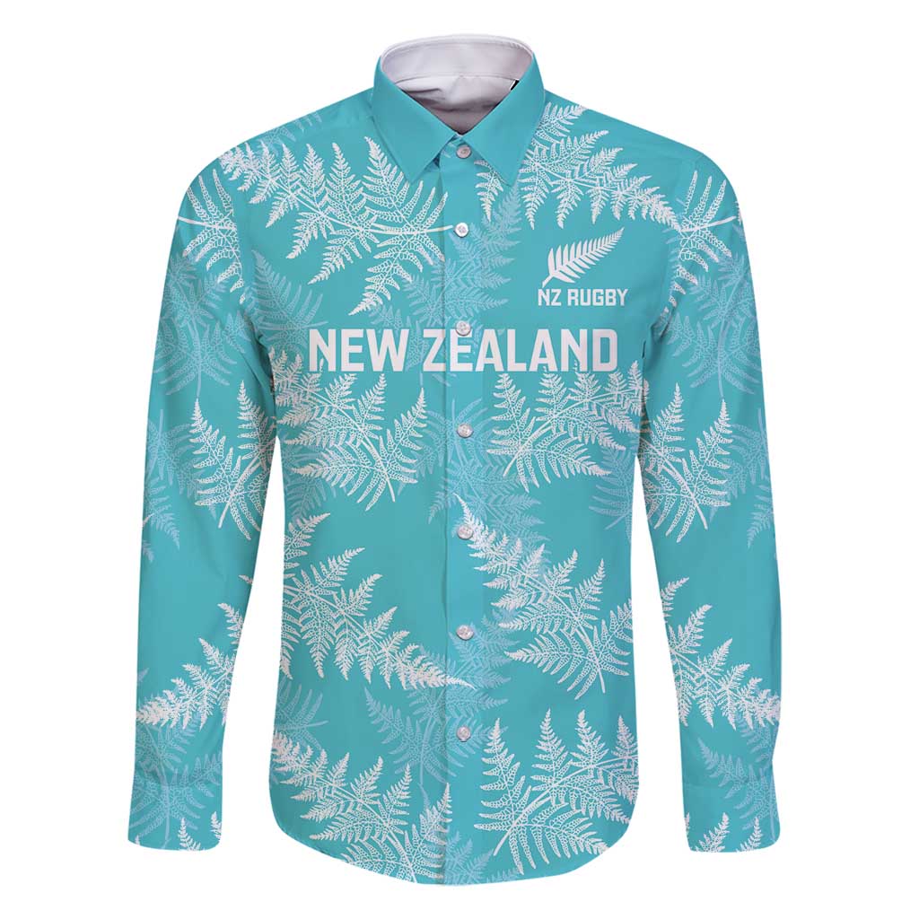 New Zealand Silver Fern Rugby Custom Family Matching Off Shoulder Maxi Dress and Hawaiian Shirt Go Aotearoa Champions Turquoise Version - Polynesian Pride