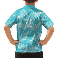 New Zealand Silver Fern Rugby Custom Family Matching Off Shoulder Short Dress and Hawaiian Shirt Go Aotearoa Champions Turquoise Version - Polynesian Pride