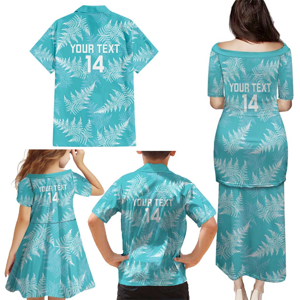 New Zealand Silver Fern Rugby Custom Family Matching Puletasi and Hawaiian Shirt Go Aotearoa Champions Turquoise Version - Polynesian Pride