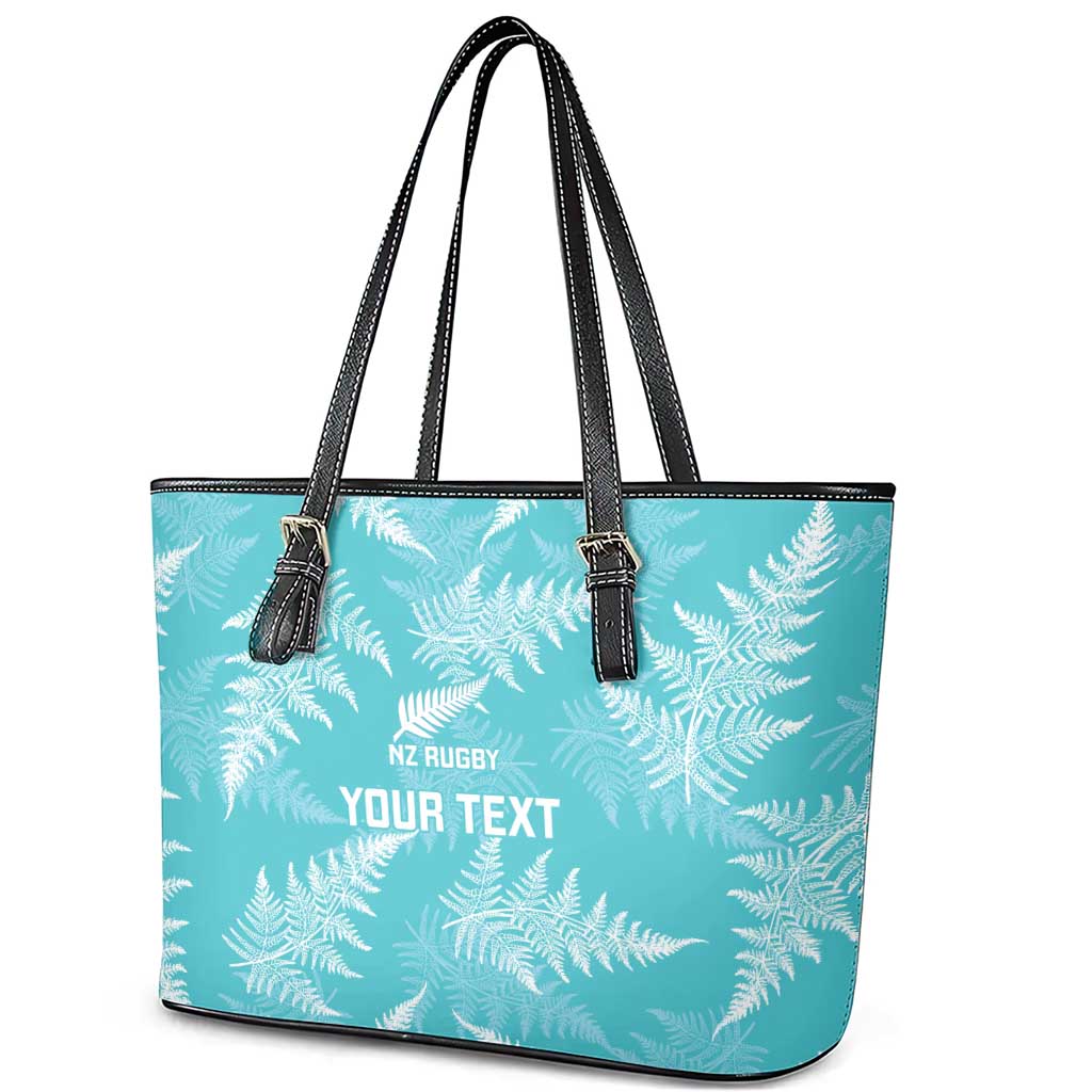 New Zealand Silver Fern Rugby Custom Leather Tote Bag Go Aotearoa Champions Turquoise Version - Polynesian Pride