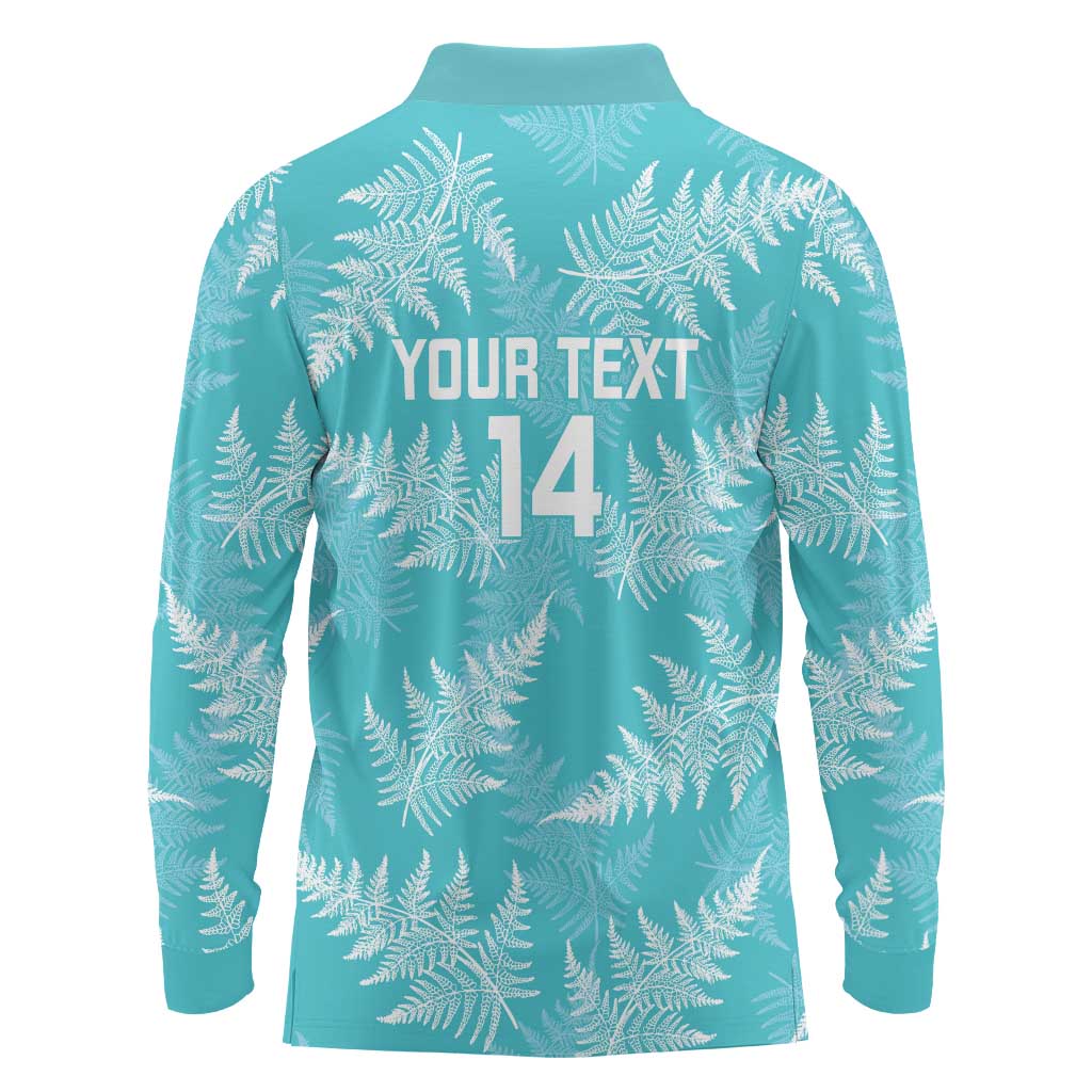 New Zealand Silver Fern Rugby Custom Long Sleeve Polo Shirt Go Aotearoa Champions Turquoise Version LT14 - Polynesian Pride