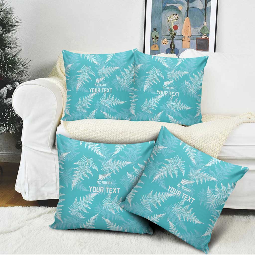 New Zealand Silver Fern Rugby Custom Pillow Cover Go Aotearoa Champions Turquoise Version - Polynesian Pride