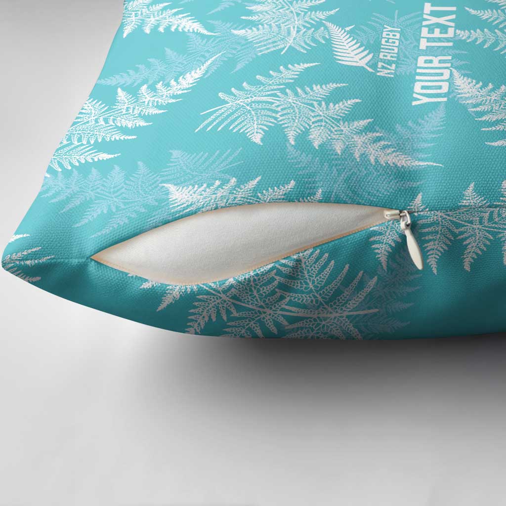 New Zealand Silver Fern Rugby Custom Pillow Cover Go Aotearoa Champions Turquoise Version - Polynesian Pride