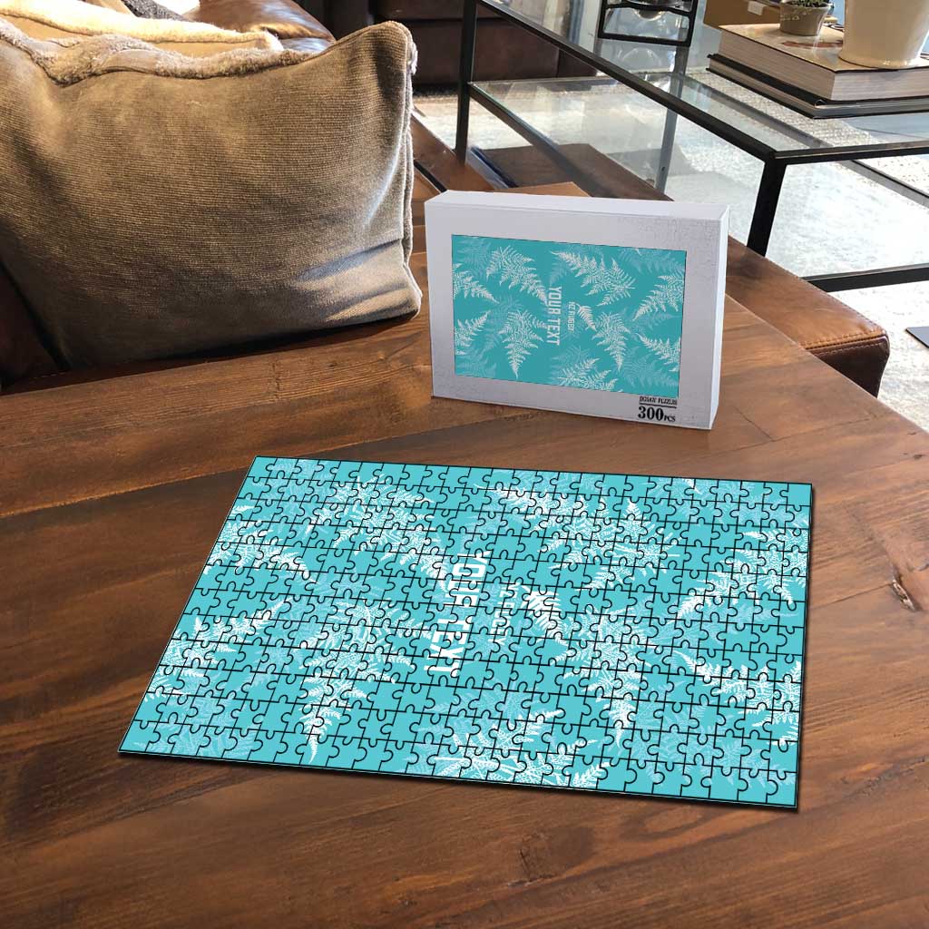 New Zealand Silver Fern Rugby Custom Puzzle Go Aotearoa Champions Turquoise Version - Polynesian Pride