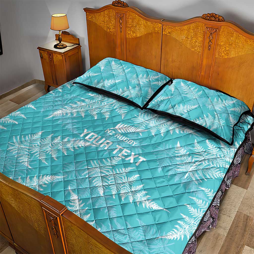 New Zealand Silver Fern Rugby Custom Quilt Bed Set Go Aotearoa Champions Turquoise Version - Polynesian Pride