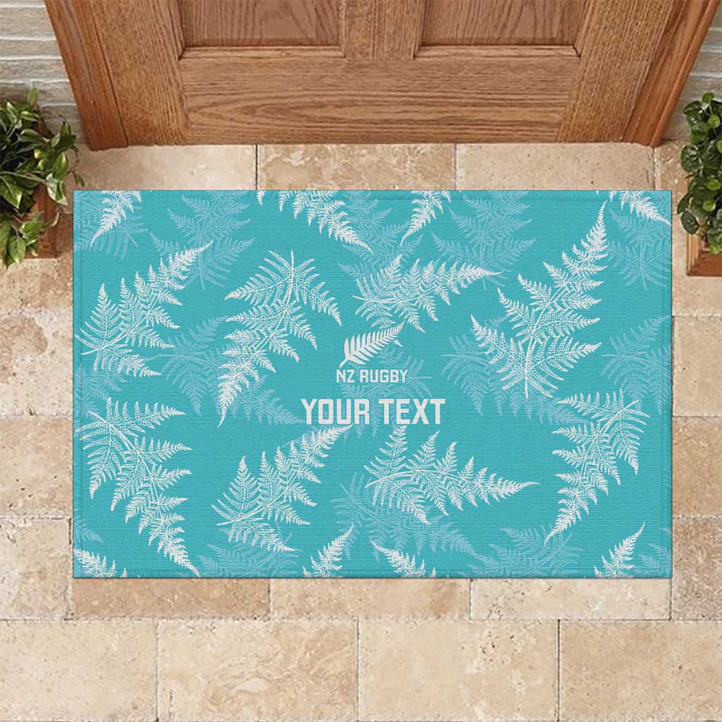 New Zealand Silver Fern Rugby Custom Rubber Doormat Go Aotearoa Champions Turquoise Version - Polynesian Pride