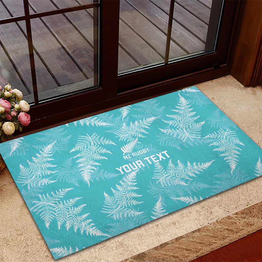 New Zealand Silver Fern Rugby Custom Rubber Doormat Go Aotearoa Champions Turquoise Version - Polynesian Pride