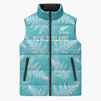 New Zealand Silver Fern Rugby Custom Sleeveless Puffer Jacket Go Aotearoa Champions Turquoise Version - Polynesian Pride
