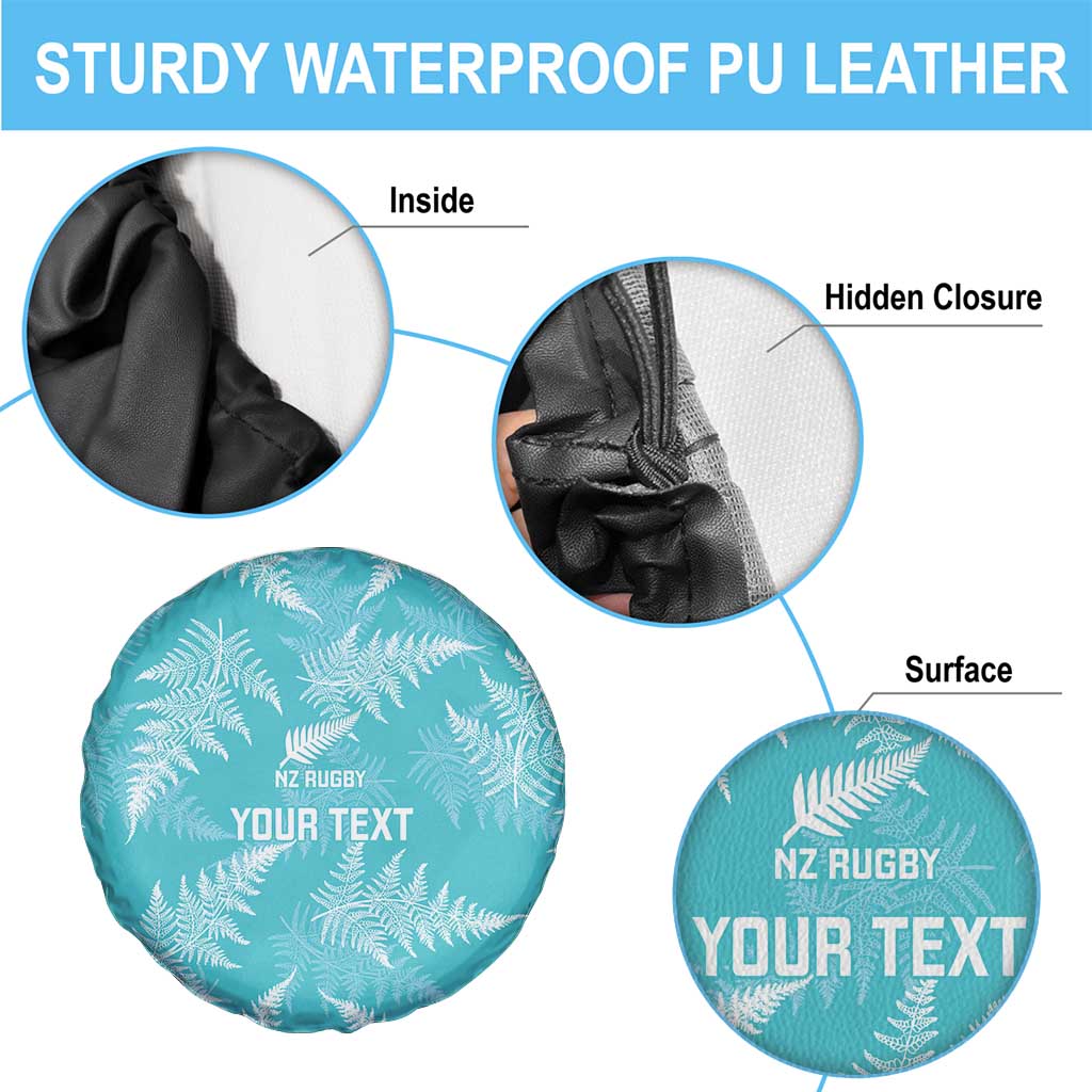 New Zealand Silver Fern Rugby Custom Spare Tire Cover Go Aotearoa Champions Turquoise Version - Polynesian Pride