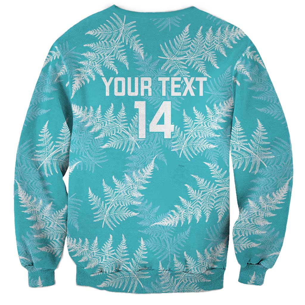 New Zealand Silver Fern Rugby Custom Sweatshirt Go Aotearoa Champions Turquoise Version - Polynesian Pride