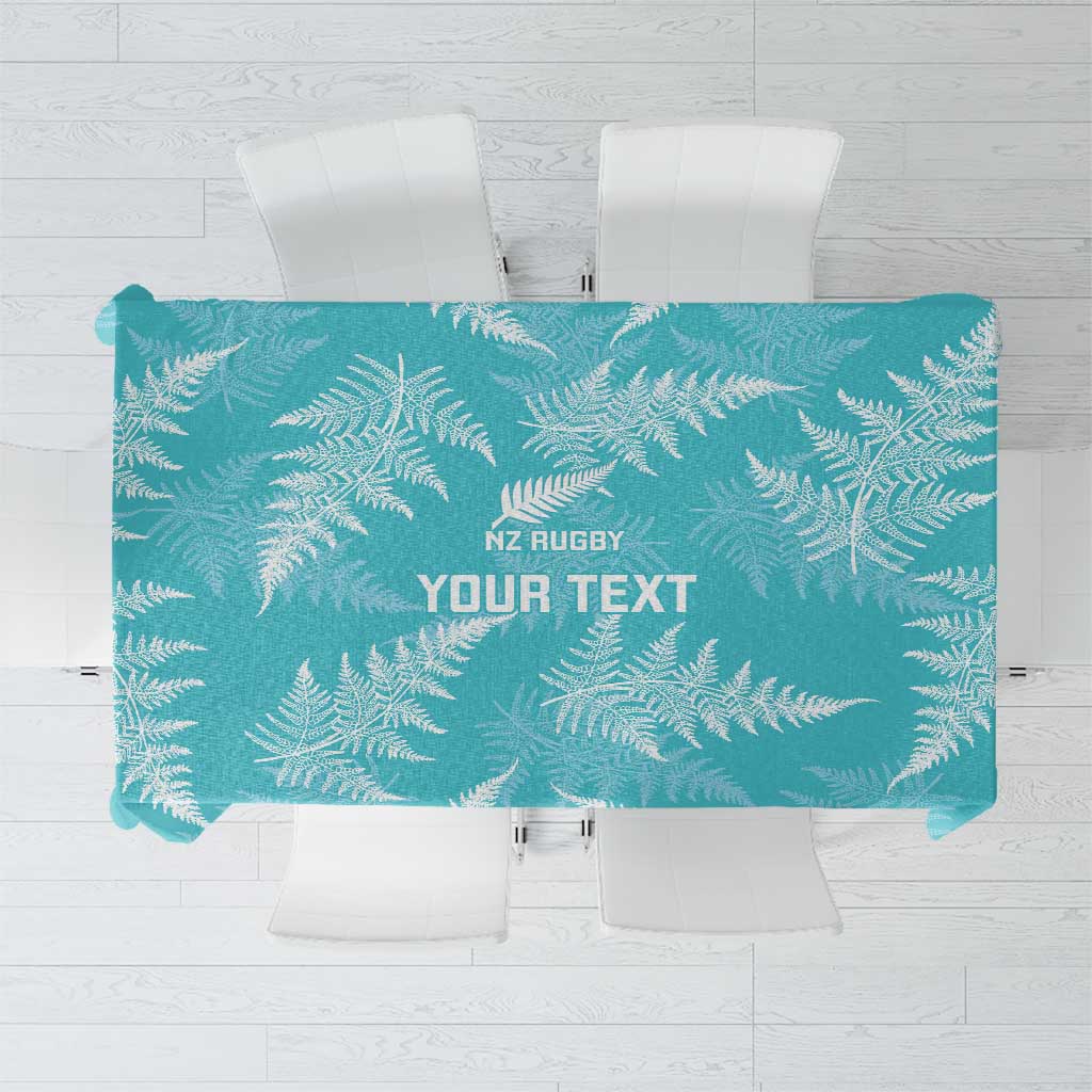 New Zealand Silver Fern Rugby Custom Tablecloth Go Aotearoa Champions Turquoise Version - Polynesian Pride