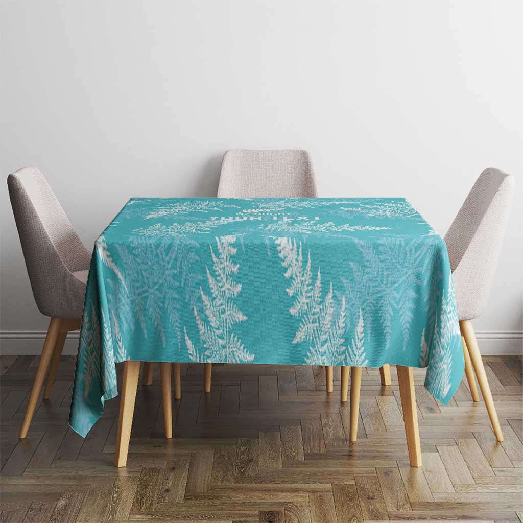 New Zealand Silver Fern Rugby Custom Tablecloth Go Aotearoa Champions Turquoise Version - Polynesian Pride