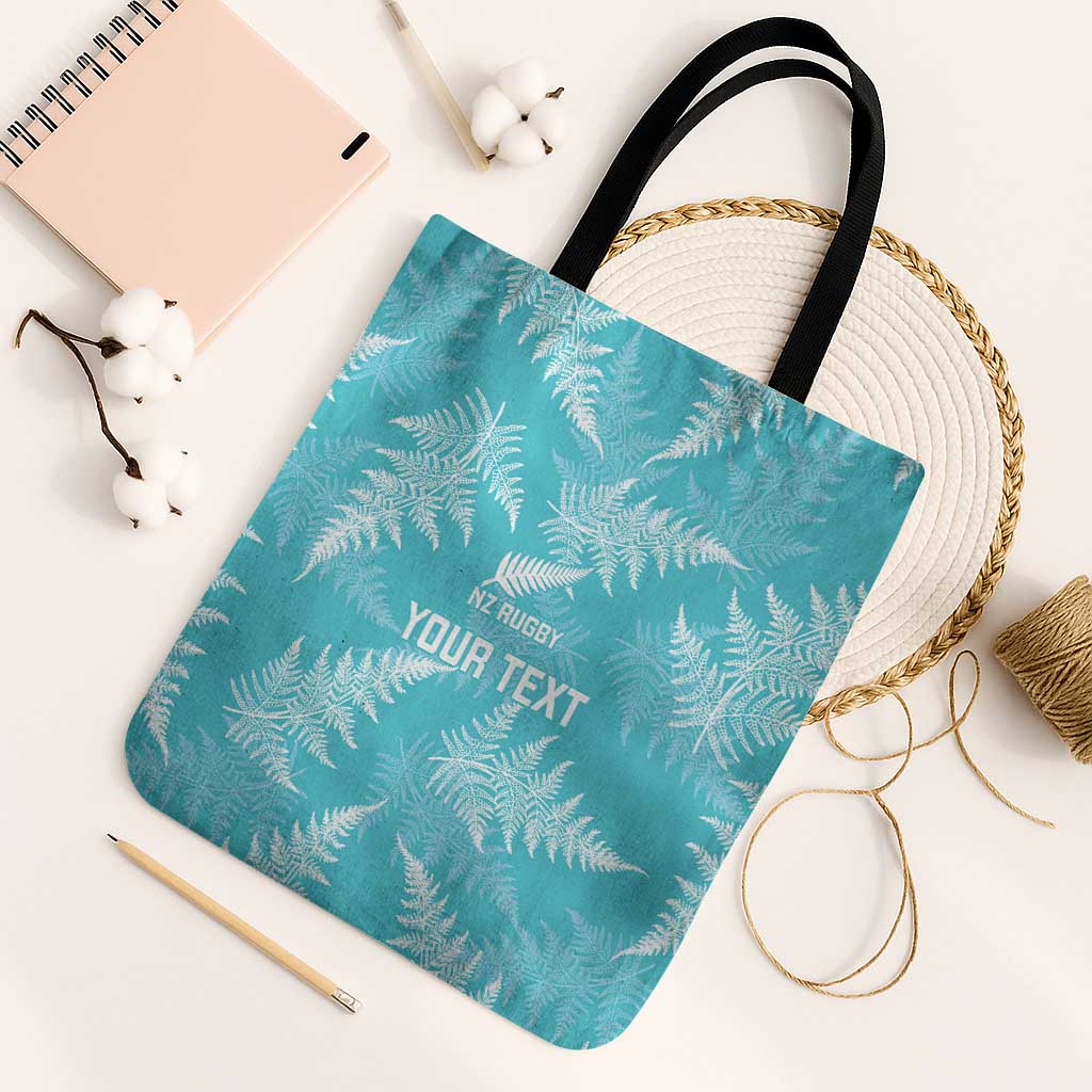 New Zealand Silver Fern Rugby Custom Tote Bag Go Aotearoa Champions Turquoise Version - Polynesian Pride
