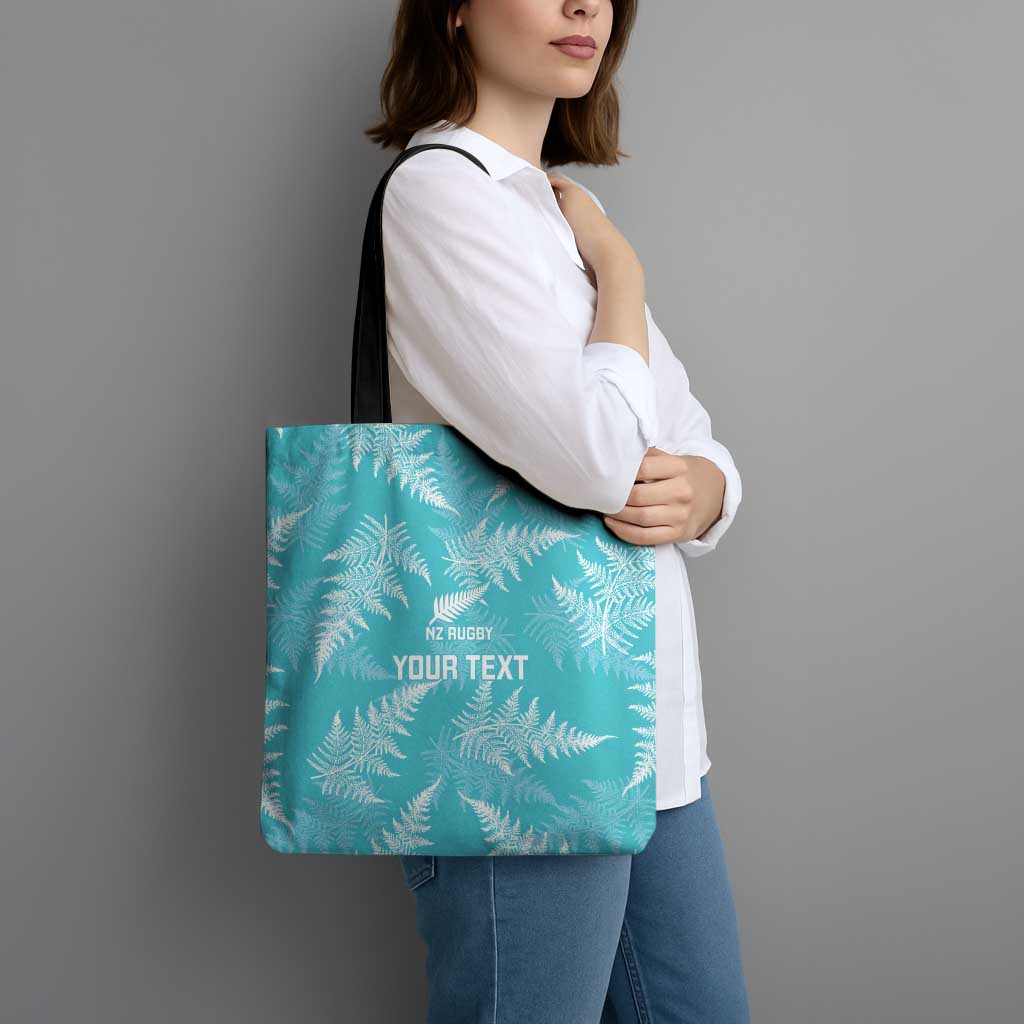 New Zealand Silver Fern Rugby Custom Tote Bag Go Aotearoa Champions Turquoise Version - Polynesian Pride