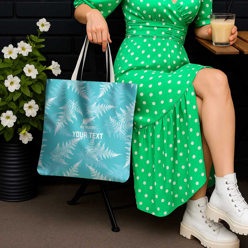 New Zealand Silver Fern Rugby Custom Tote Bag Go Aotearoa Champions Turquoise Version - Polynesian Pride