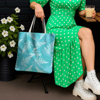 New Zealand Silver Fern Rugby Custom Tote Bag Go Aotearoa Champions Turquoise Version - Polynesian Pride