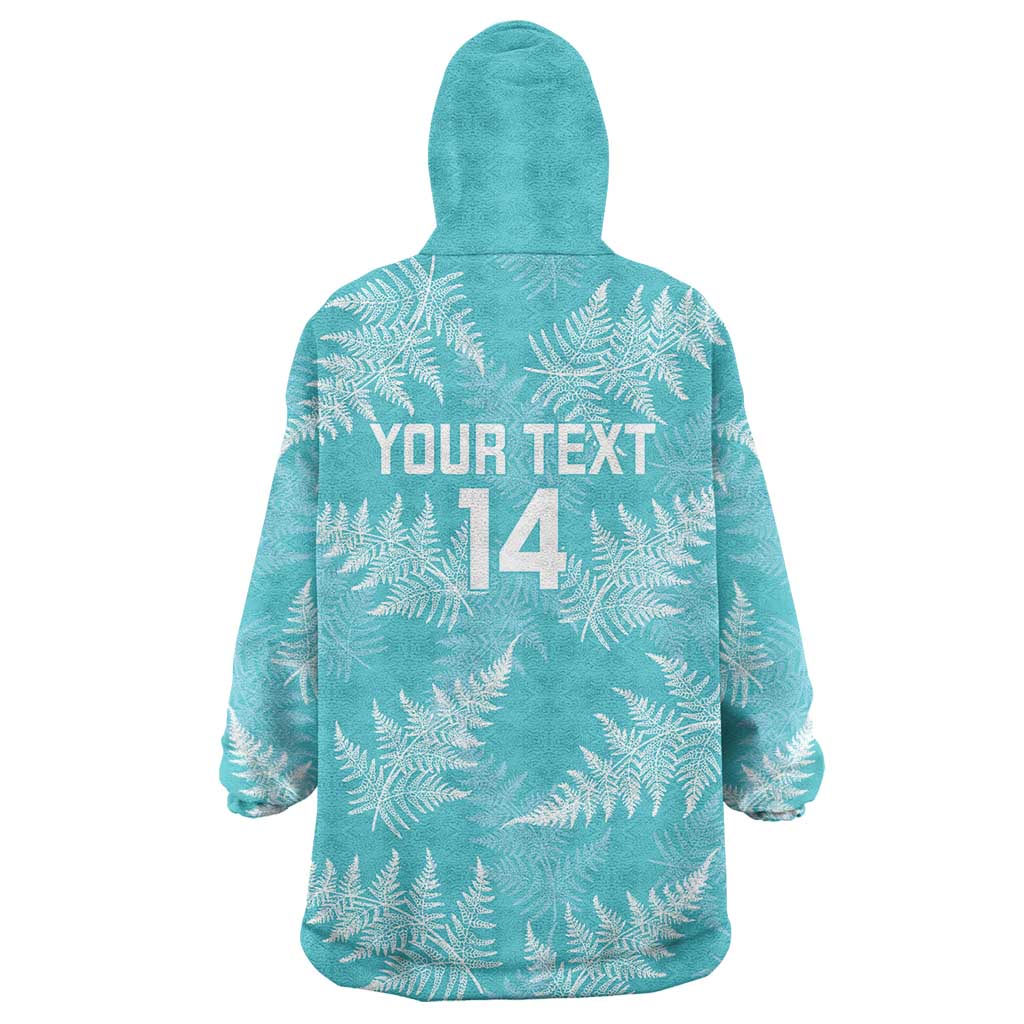 New Zealand Silver Fern Rugby Custom Wearable Blanket Hoodie Go Aotearoa Champions Turquoise Version LT14 - Polynesian Pride