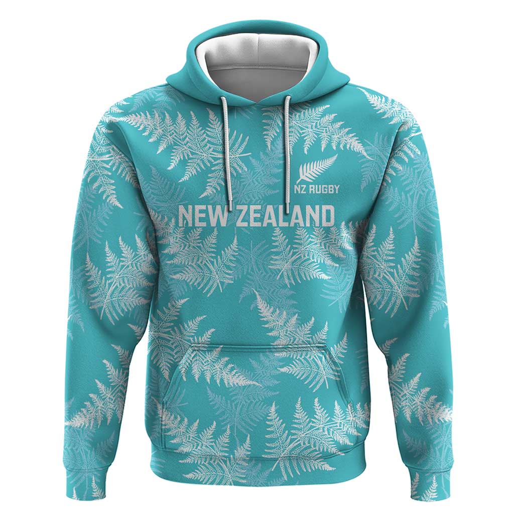 New Zealand Silver Fern Rugby Custom Zip Hoodie Go Aotearoa Champions Turquoise Version LT14 Pullover Hoodie Turquoise - Polynesian Pride