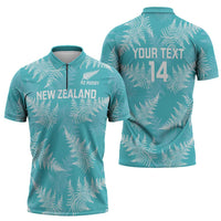 New Zealand Silver Fern Rugby Custom Zipper Polo Shirt Go Aotearoa Champions Turquoise Version LT14 - Polynesian Pride
