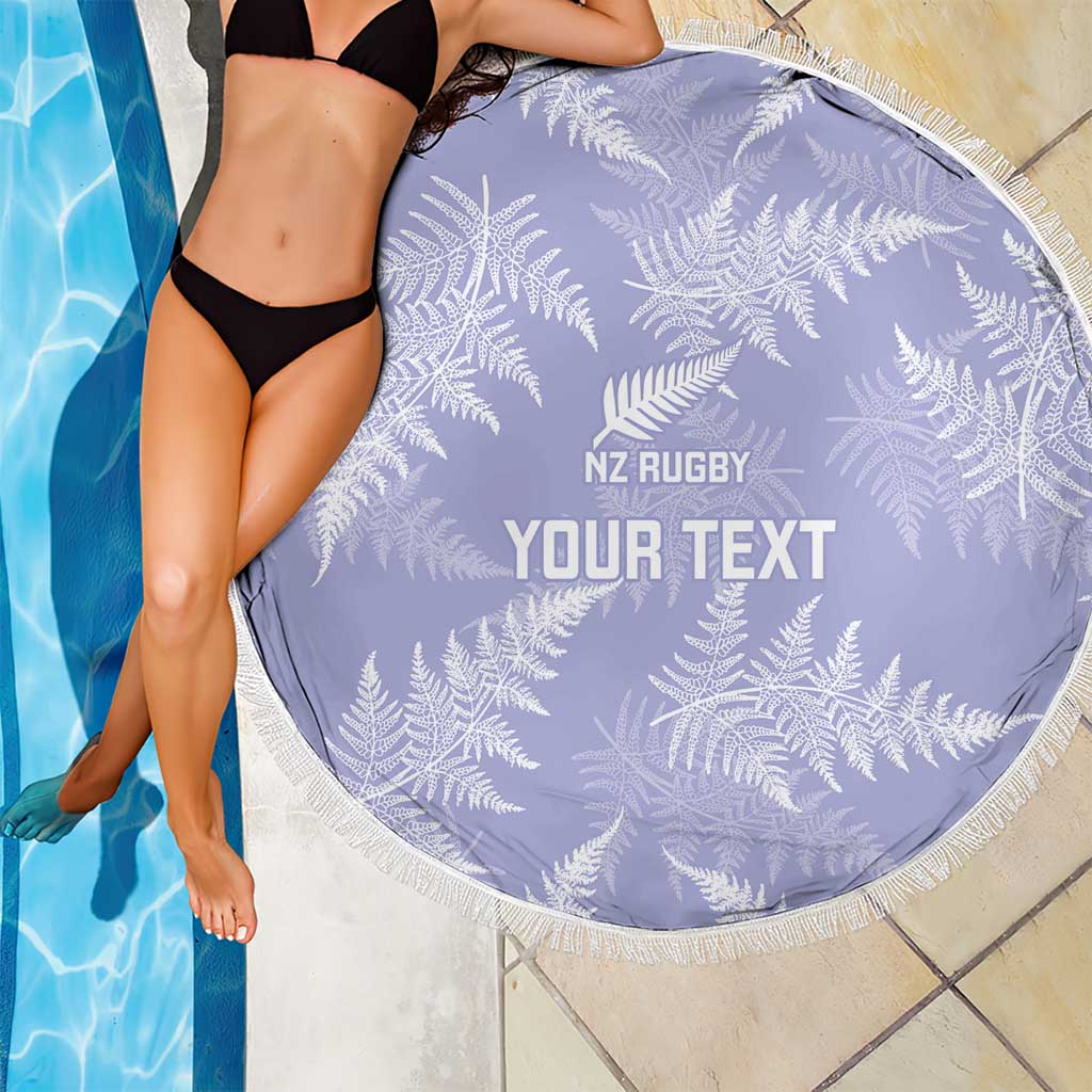 New Zealand Silver Fern Rugby Custom Beach Blanket Go Aotearoa Champions Purple Version - Polynesian Pride