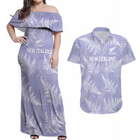 New Zealand Silver Fern Rugby Custom Couples Matching Off Shoulder Maxi Dress and Hawaiian Shirt Go Aotearoa Champions Purple Version - Polynesian Pride