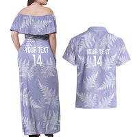 New Zealand Silver Fern Rugby Custom Couples Matching Off Shoulder Maxi Dress and Hawaiian Shirt Go Aotearoa Champions Purple Version - Polynesian Pride