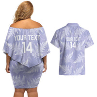 New Zealand Silver Fern Rugby Custom Couples Matching Off Shoulder Short Dress and Hawaiian Shirt Go Aotearoa Champions Purple Version - Polynesian Pride