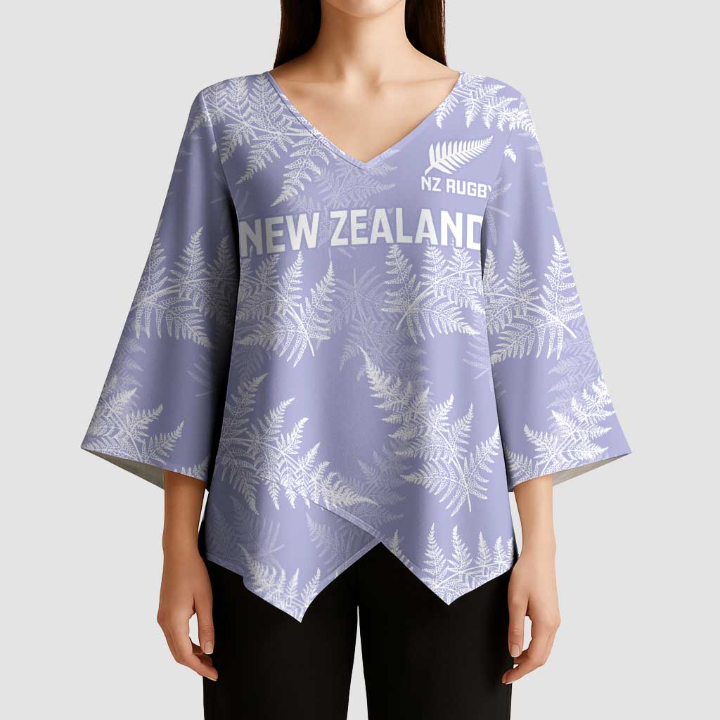 New Zealand Silver Fern Rugby Custom Kimono Sleeve Blouse Go Aotearoa Champions Purple Version - Polynesian Pride