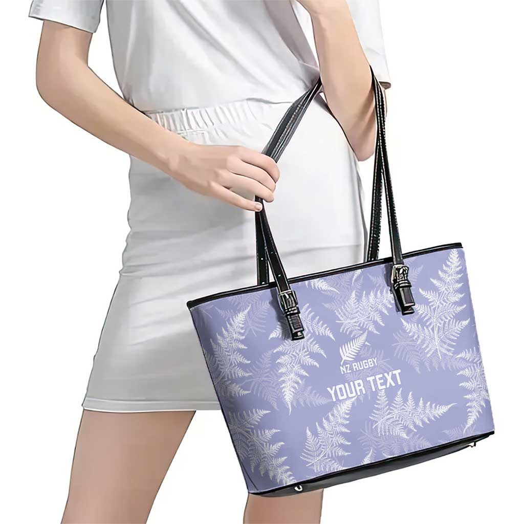 New Zealand Silver Fern Rugby Custom Leather Tote Bag Go Aotearoa Champions Purple Version - Polynesian Pride