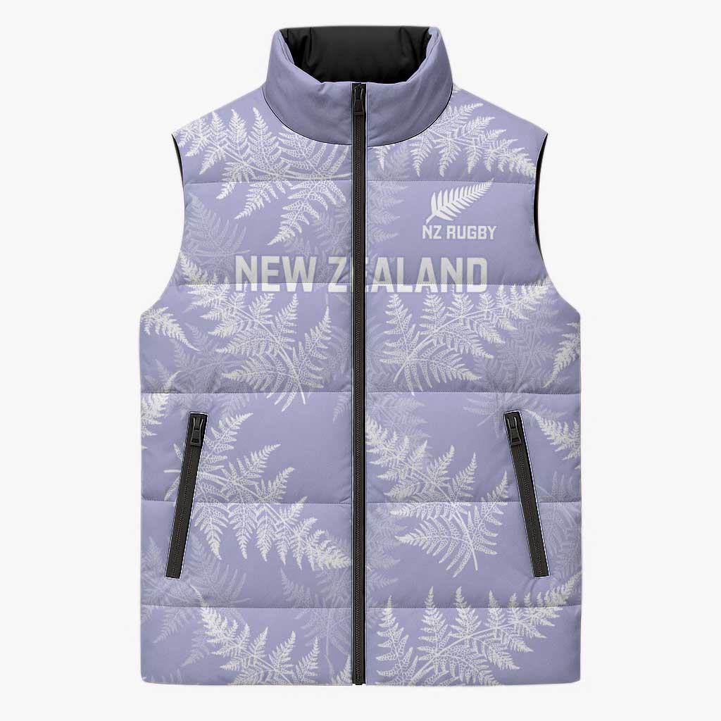 New Zealand Silver Fern Rugby Custom Sleeveless Puffer Jacket Go Aotearoa Champions Purple Version - Polynesian Pride