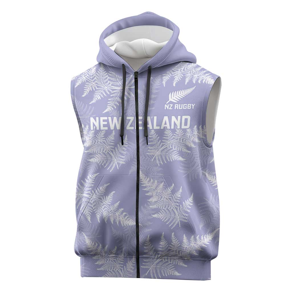 New Zealand Silver Fern Rugby Custom Sleeveless Zip Hoodie Go Aotearoa Champions Purple Version - Polynesian Pride