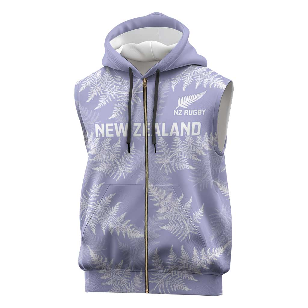 New Zealand Silver Fern Rugby Custom Sleeveless Zip Hoodie Go Aotearoa Champions Purple Version - Polynesian Pride