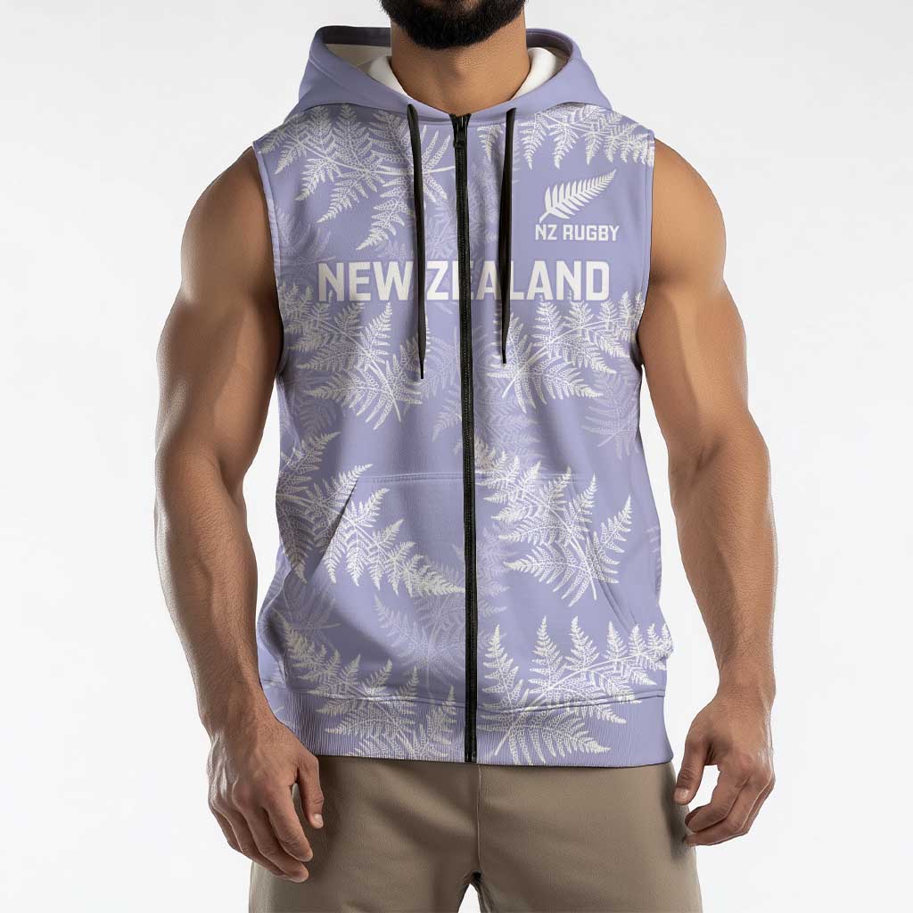 New Zealand Silver Fern Rugby Custom Sleeveless Zip Hoodie Go Aotearoa Champions Purple Version - Polynesian Pride