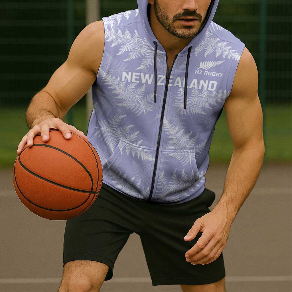 New Zealand Silver Fern Rugby Custom Sleeveless Zip Hoodie Go Aotearoa Champions Purple Version - Polynesian Pride