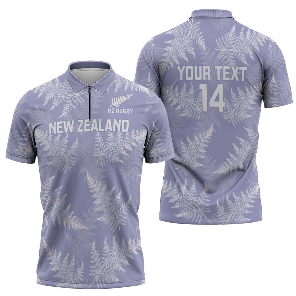 New Zealand Silver Fern Rugby Custom Zipper Polo Shirt Go Aotearoa Champions Purple Version - Polynesian Pride