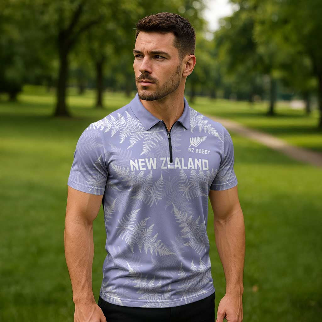 New Zealand Silver Fern Rugby Custom Zipper Polo Shirt Go Aotearoa Champions Purple Version - Polynesian Pride