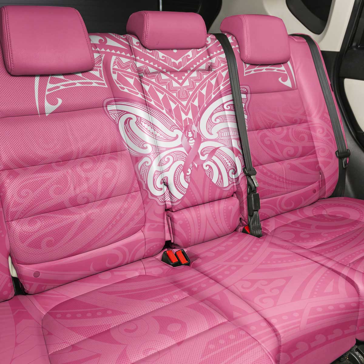 New Zealand Breast Cancer Awareness Back Car Seat Cover Maori Butterfly Pink Ribbon - Polynesian Pride