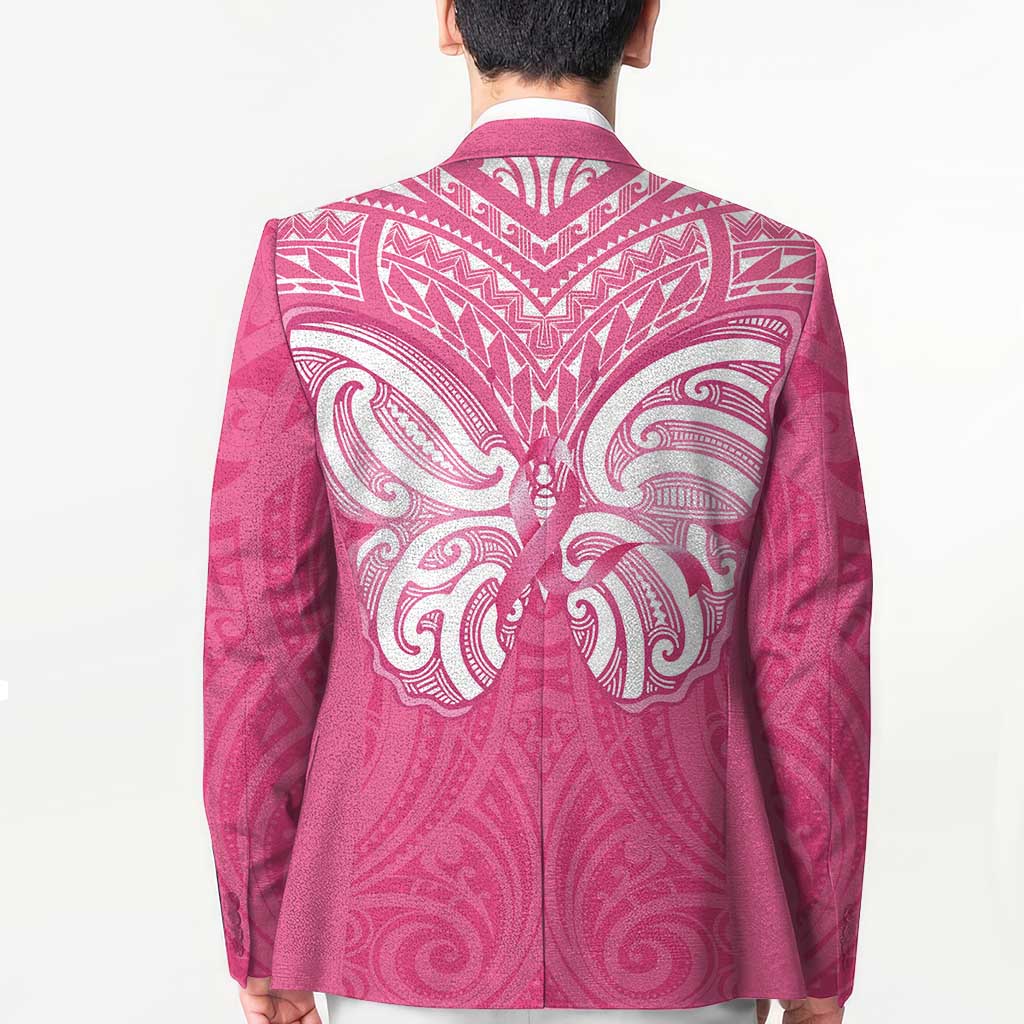 New Zealand Breast Cancer Awareness Blazer Maori Butterfly Pink Ribbon - Polynesian Pride