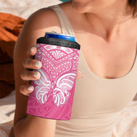 New Zealand Breast Cancer Awareness 4 in 1 Can Cooler Tumbler Maori Butterfly Pink Ribbon - Polynesian Pride