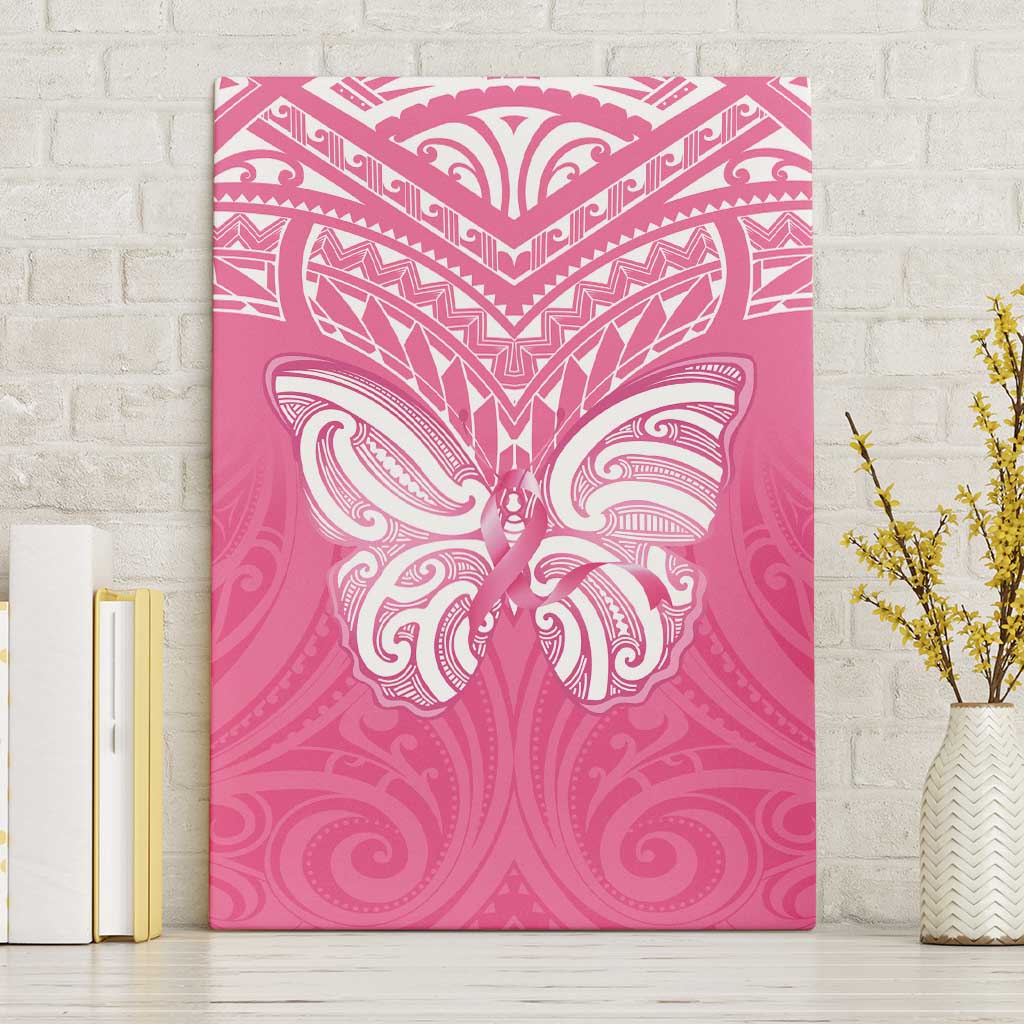 New Zealand Breast Cancer Awareness Canvas Wall Art Maori Butterfly Pink Ribbon - Polynesian Pride